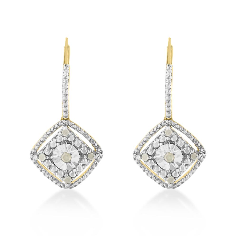 Haus of Brilliance Sterling Silver Art Deco Diamond Rose Dangle Earrings